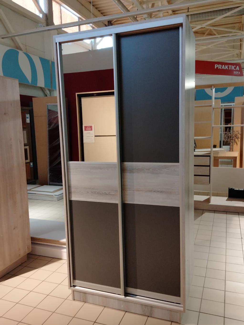 шафа купе дводверна, профіль срібло, ДСП та дзеркало