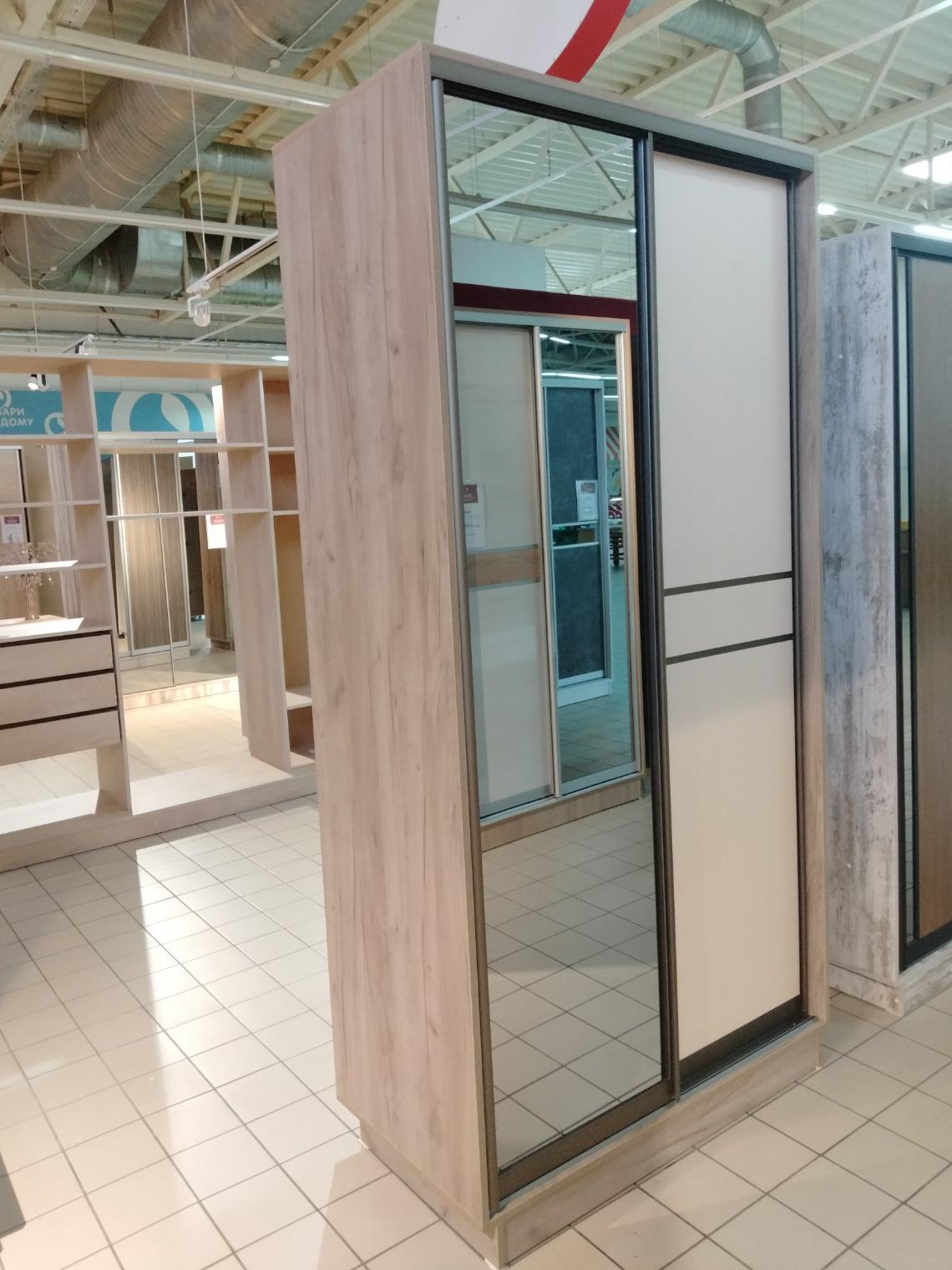 шафа купе двохдверна, профіль шампань, дзеркало димчасте