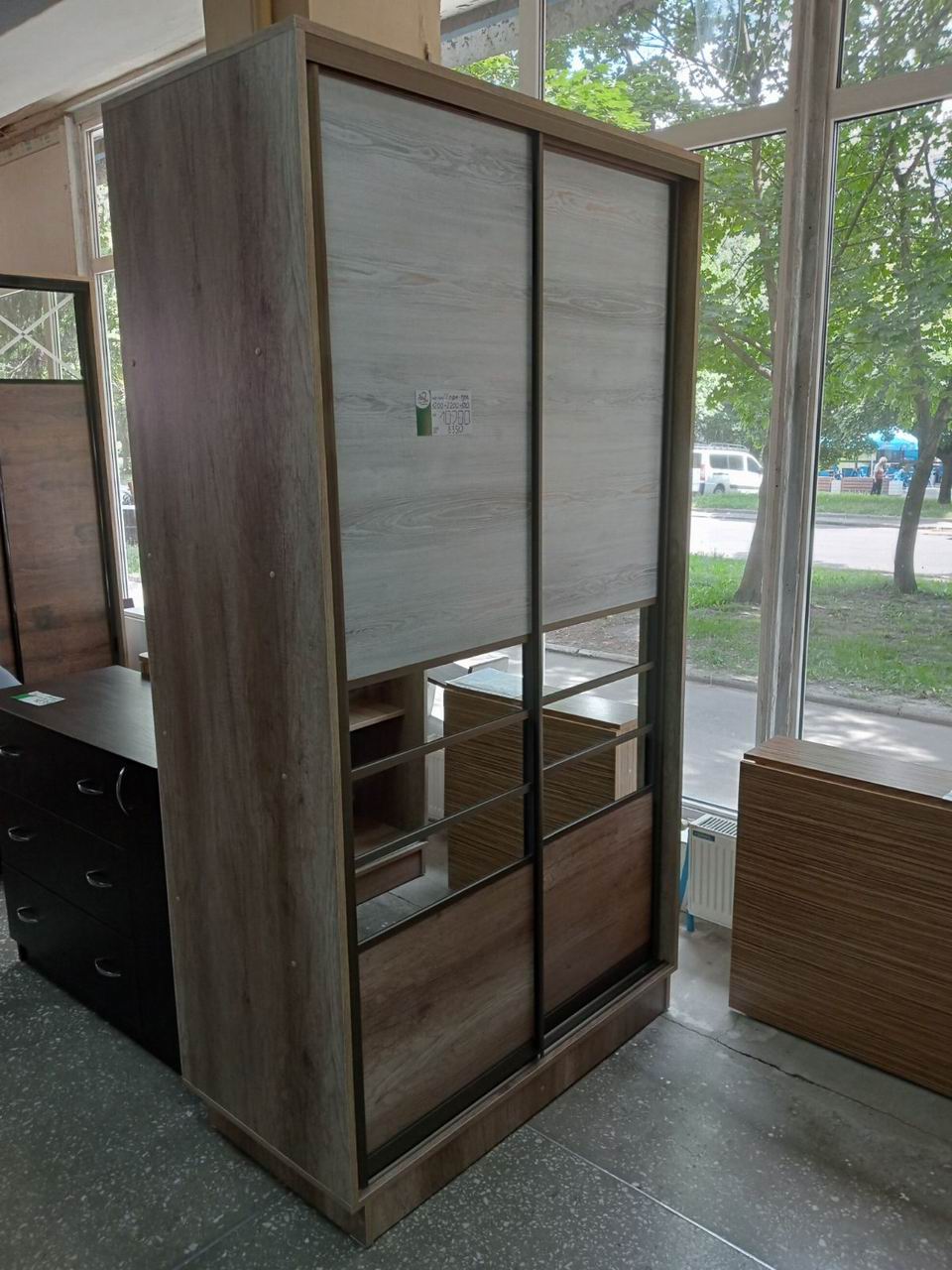 шафа купе дводверна, ДСП та профіль алюміній срібло