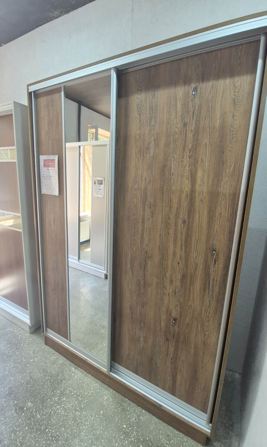 шафа-купе двохдверна, ДСП та дзеркало, профіль срібло