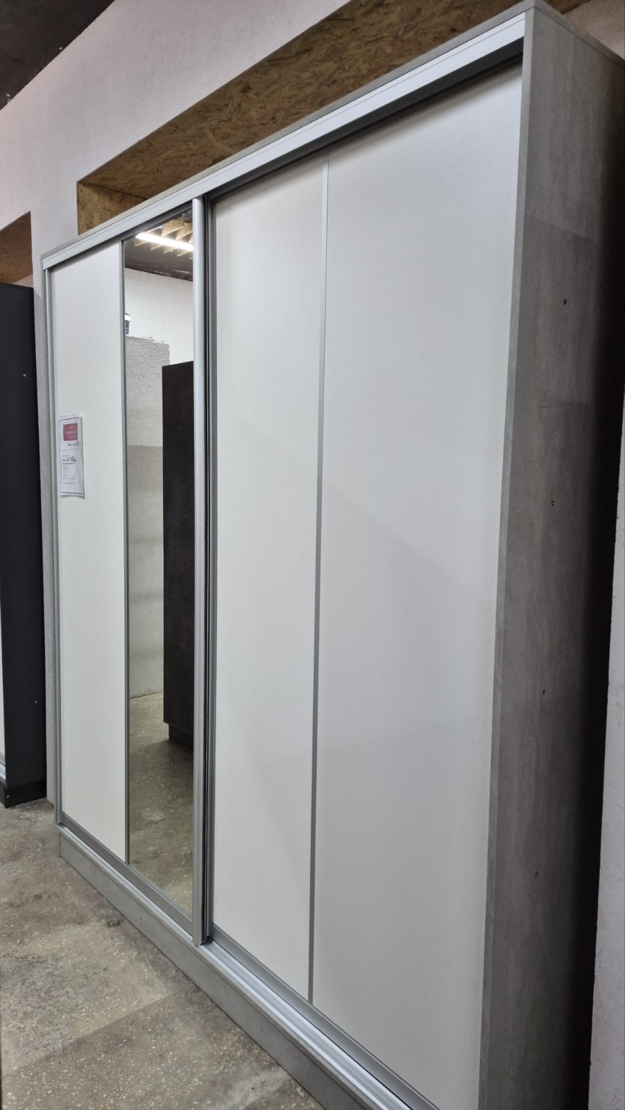 шафа купе дводверна, ДСП та дзеркало, профіль срібло