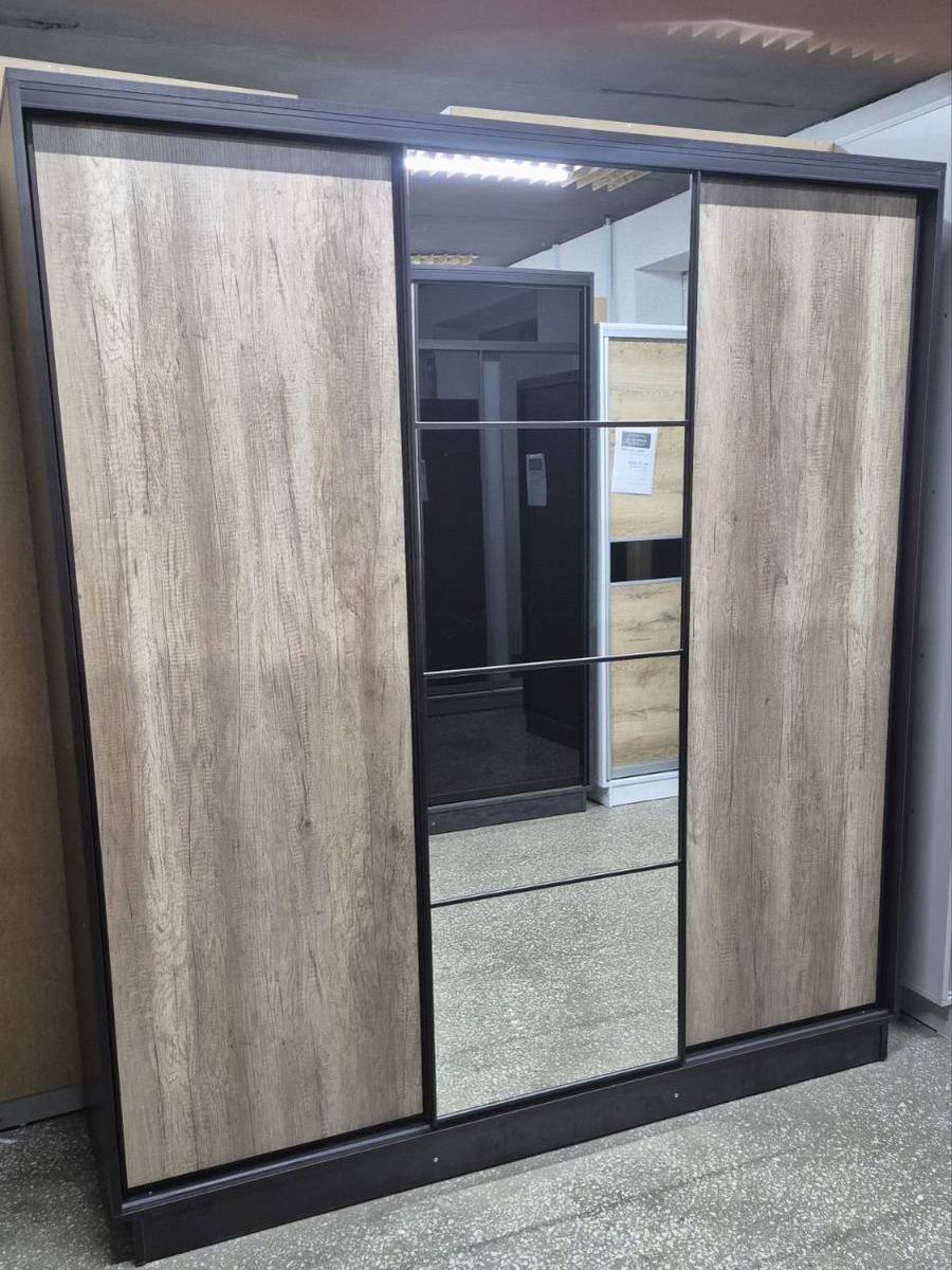 шафа-купе трьохдверна, ЛДСП та дзеркало, профіль Модена бронза 207